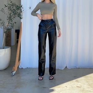 Club L London Faux Black Leather Pants 